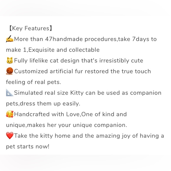 Realistic Black and White Plush Cat - Picture 4 of 7